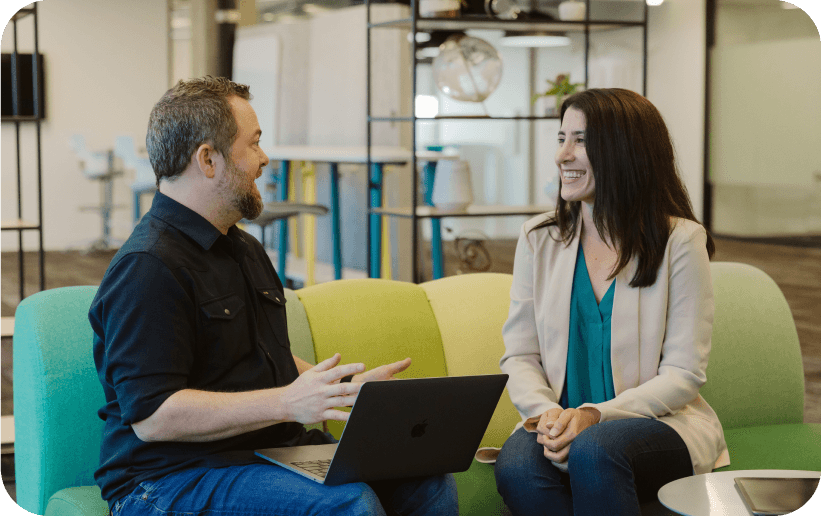 Affiliate partner speaking with excited client