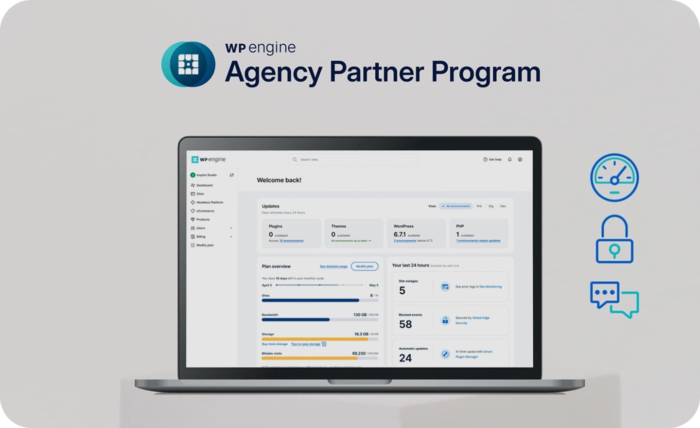 Laptop displaying the WP Engine portal
