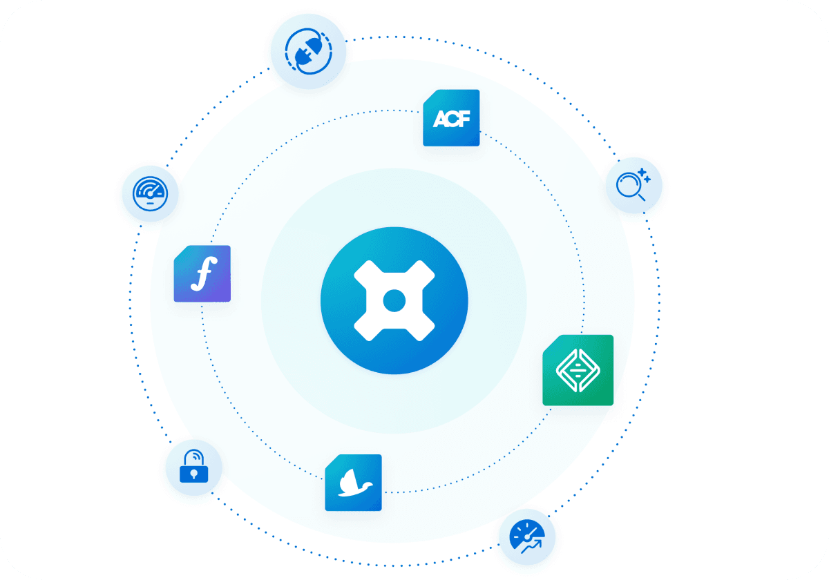 developer tools icons floating