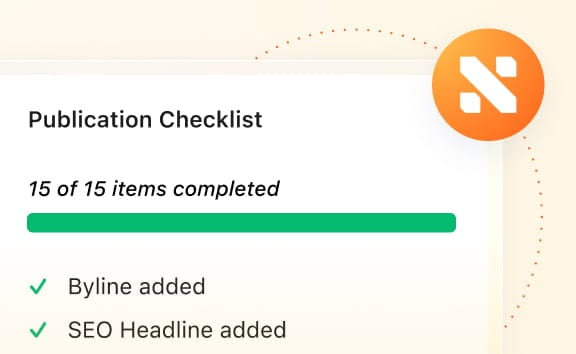Graphic depicting a publishing tool with the WP Engine Newsroom platform icon