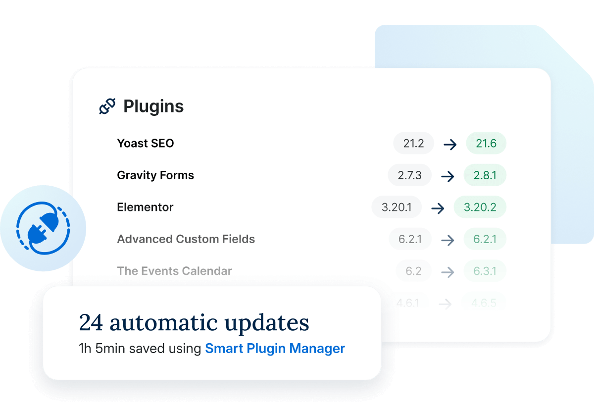 Illustration of WP Engine's Smart Plugin Manager UI