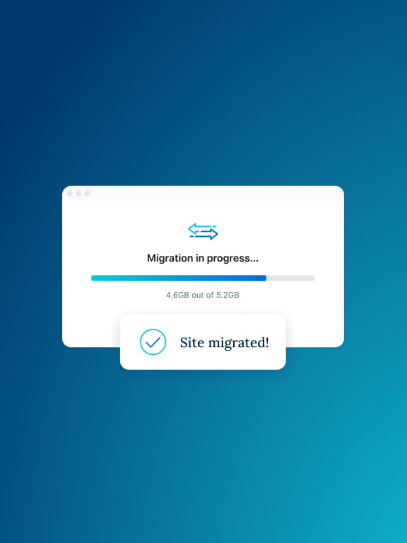 UI elements display website migration status