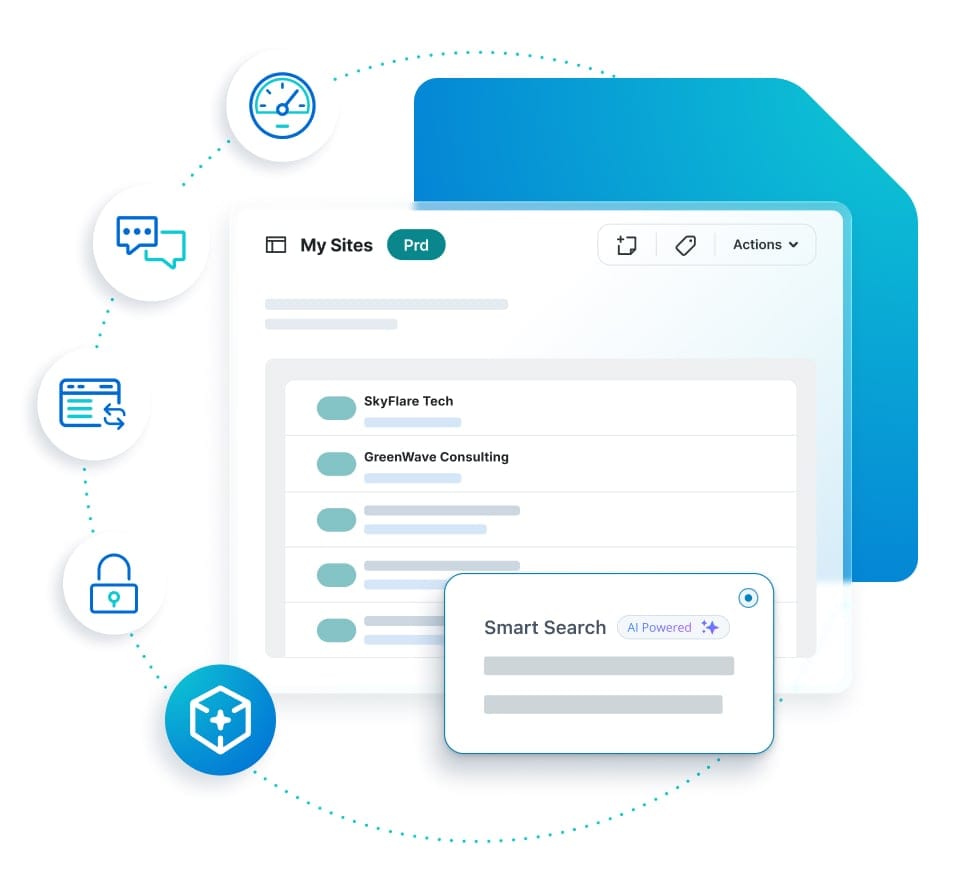 WP Engine Managed Hosting platform is supported by security, support, performance, migration, and AI tools