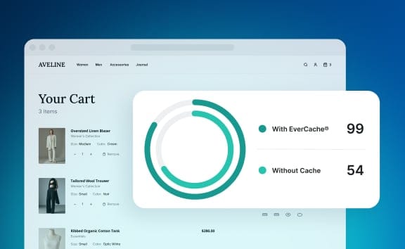 Image of an online store web page with UI of a chart overlaid