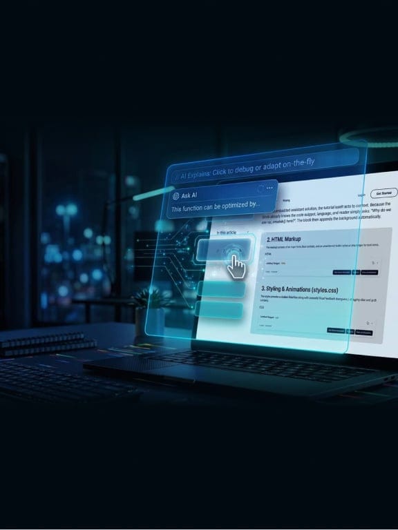 Image of a laptop screen with a translucent layer with AI on top of screen