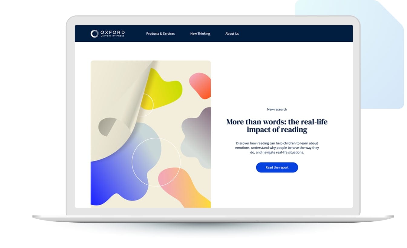 Website mockup displaying the Oxford University Press website