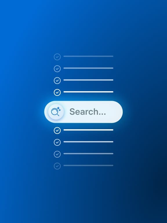 Illustration of a Smart Search field highlighted in a row of checkmarks and lines
